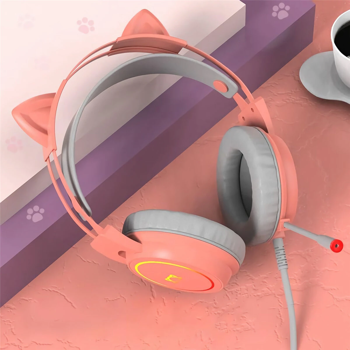 AUDIFONOS GAMER 3.5MM - DAIDAI STH200 ROSA - 4