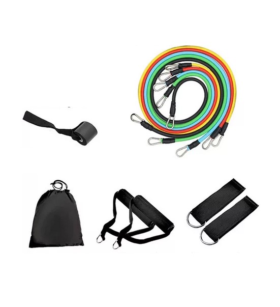 SET JUGUETÓN 5 BANDAS ELÁSTICAS RESISTENCIA FITNESS Y 5 AGARRES - 1