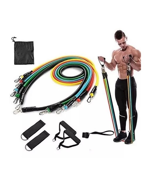 SET JUGUETÓN 5 BANDAS ELÁSTICAS RESISTENCIA FITNESS Y 5 AGARRES - 2