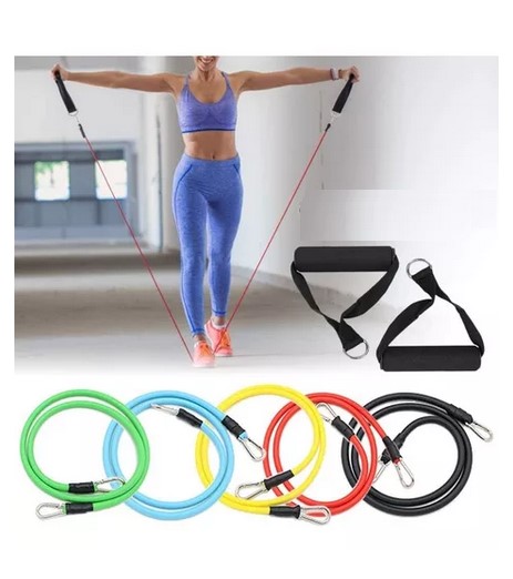 SET JUGUETÓN 5 BANDAS ELÁSTICAS RESISTENCIA FITNESS Y 5 AGARRES - 3