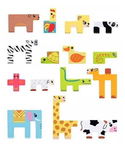 Juego Didáctico Madera Puzzle Animales Montessori - 2