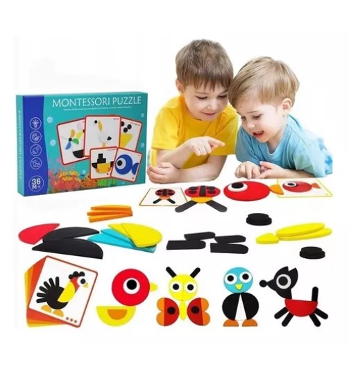 Juego Didáctico Madera Puzzle 63 Figuras Geométricas - 1