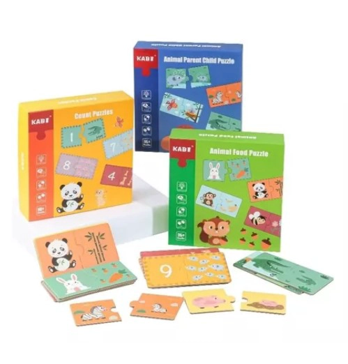 JUEGO DIDÁCTICO JUGUETÓN MULTICOLOR PUZZLES ASOCIACIONES 3 CAJAS MONTESSORI - 1