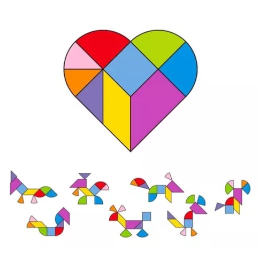 JUEGO DIDÁCTICO MADERA JUGUETÓN MULTICOLOR PUZZLES TANGRAMAS 6 EN 1 - 3