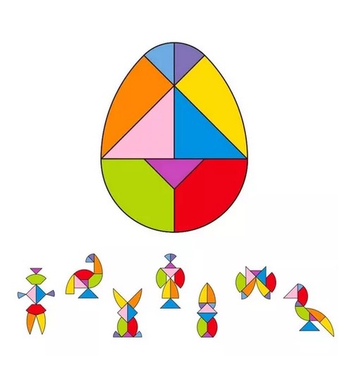 JUEGO DIDÁCTICO MADERA JUGUETÓN MULTICOLOR PUZZLES TANGRAMAS 6 EN 1 - 6