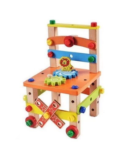 JUEGO MADERA JUGUETÓN MULTICOLOR SET HERRAMIENTAS SILLA ARMAR - 1
