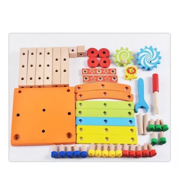 JUEGO MADERA JUGUETÓN MULTICOLOR SET HERRAMIENTAS SILLA ARMAR - 2