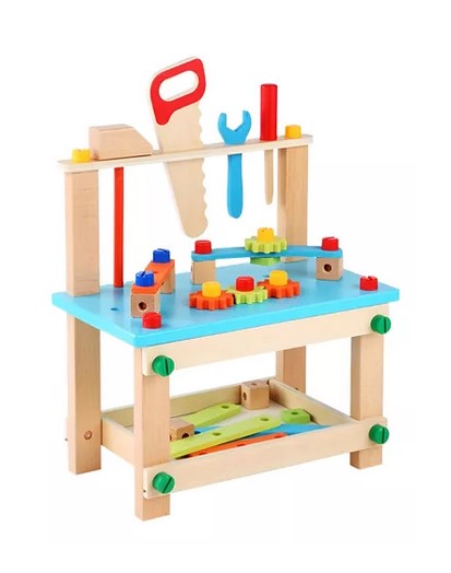 JUEGO MADERA JUGUETÓN MULTICOLOR SET HERRAMIENTAS BANCO CARPINTERÍA XK-95 - 1