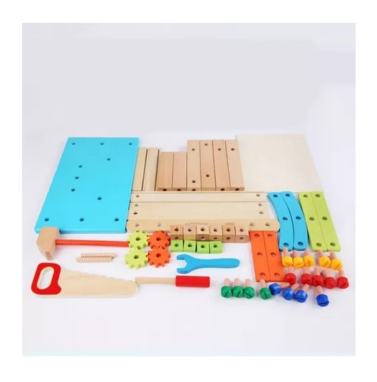 JUEGO MADERA JUGUETÓN MULTICOLOR SET HERRAMIENTAS BANCO CARPINTERÍA XK-95 - 2