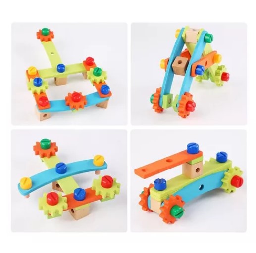JUEGO MADERA JUGUETÓN MULTICOLOR SET HERRAMIENTAS BANCO CARPINTERÍA XK-95 - 4