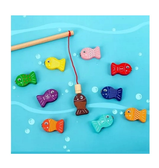 JUEGO DIDÁCTICO JUGUETÓN MULTICOLOR MATEMÁTICO MADERA PUZZLE PESCA MONTESSORI - 3