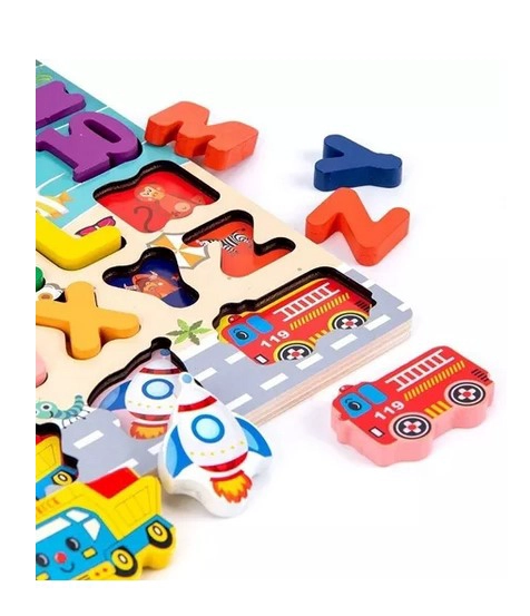 JUEGO DIDÁCTICO JUGUETÓN MULTICOLOR MATEMÁTICO MADERA PUZZLE PESCA MONTESSORI - 4