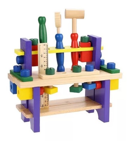 JUEGO MADERA JUGUETÓN MULTICOLOR SET HERRAMIENTAS BANCO CARPINTERÍA XK-102 - 1