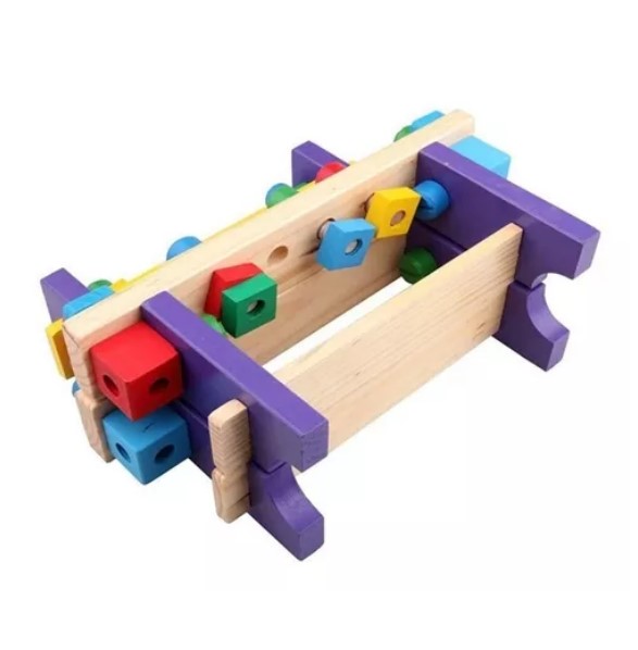 JUEGO MADERA JUGUETÓN MULTICOLOR SET HERRAMIENTAS BANCO CARPINTERÍA XK-102 - 2