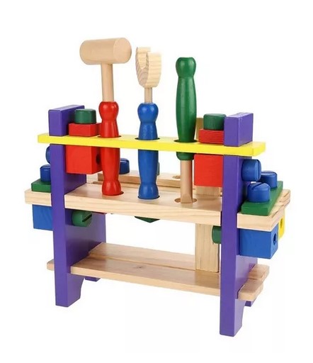 JUEGO MADERA JUGUETÓN MULTICOLOR SET HERRAMIENTAS BANCO CARPINTERÍA XK-102 - 3