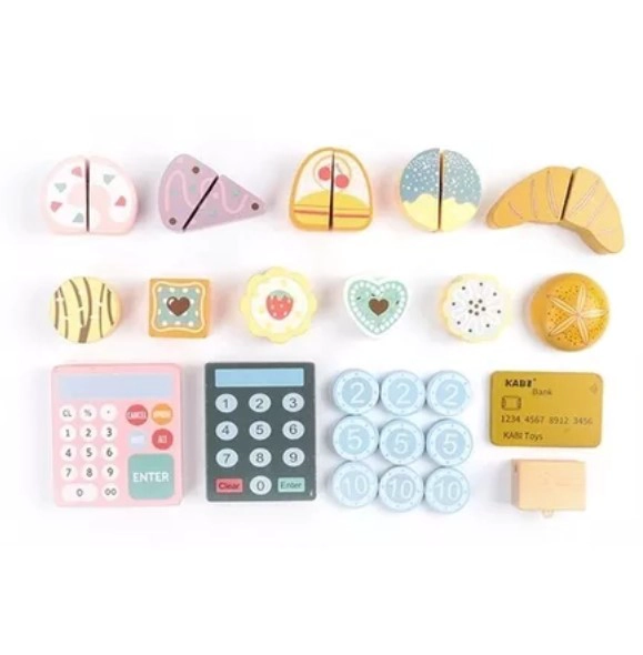 JUEGO MADERA JUGUETÓN MULTICOLOR ENCAJE SET PASTELERÍA MONTESSORI - 2