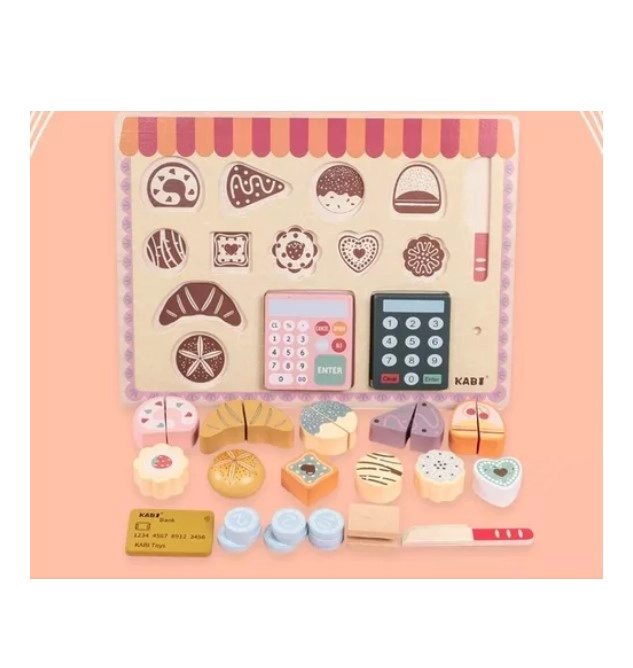 JUEGO MADERA JUGUETÓN MULTICOLOR ENCAJE SET PASTELERÍA MONTESSORI - 3
