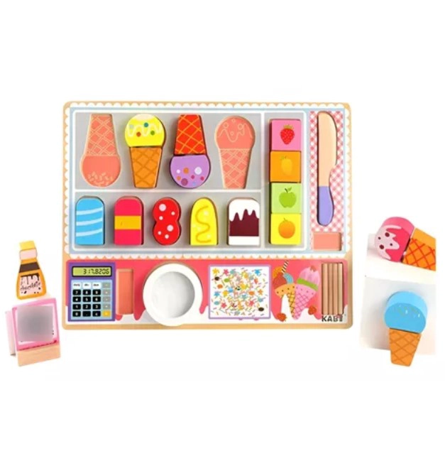 JUEGO MADERA JUGUETÓN MULTICOLOR ENCAJE SET HELADERÍA MONTESSORI - 3