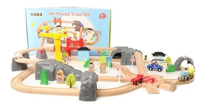 JUEGO MADERA JUGUETÓN MULTICOLOR CIRCUITO PISTAS FERROCARRIL - 1