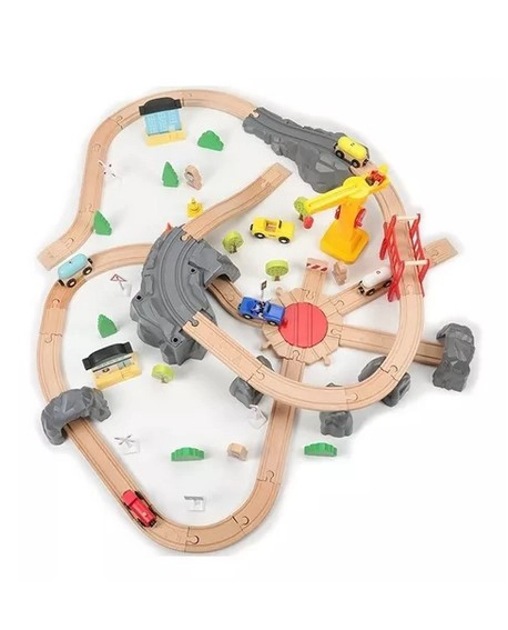 JUEGO MADERA JUGUETÓN MULTICOLOR CIRCUITO PISTAS FERROCARRIL - 2