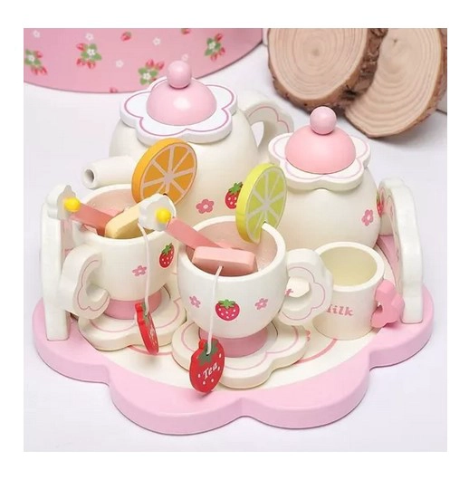JUEGO MADERA JUGUETÓN MULTICOLOR SET TÉ TETERA TACITAS MONTESSORI - 2