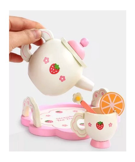 JUEGO MADERA JUGUETÓN MULTICOLOR SET TÉ TETERA TACITAS MONTESSORI - 3