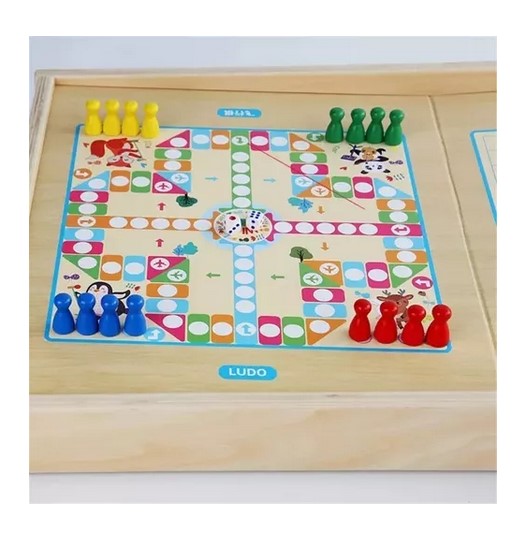JUEGO MESA JUGUETÓN MADERA 3 EN 1 FÚTBOL LUDO DAMAS - 3