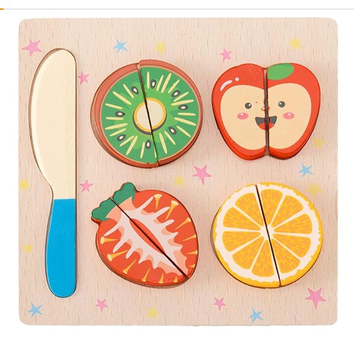 JUEGO DIDÁCTICO MADERA TABLA ENCAJE CORTAR FRUTAS - 1