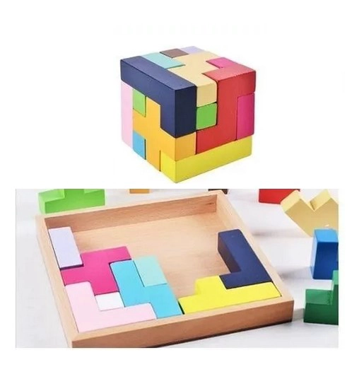 JUEGO DIDÁCTICO JUGUETÓN MULTICOLOR MADERA CUBO PUZZLE MONTESSORI - 1