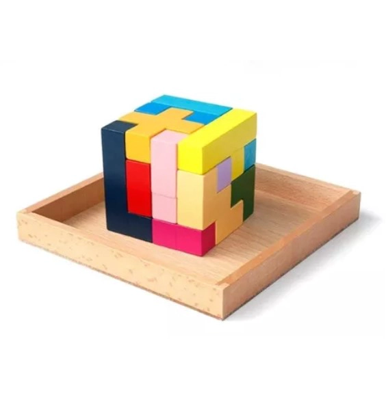 JUEGO DIDÁCTICO JUGUETÓN MULTICOLOR MADERA CUBO PUZZLE MONTESSORI - 3