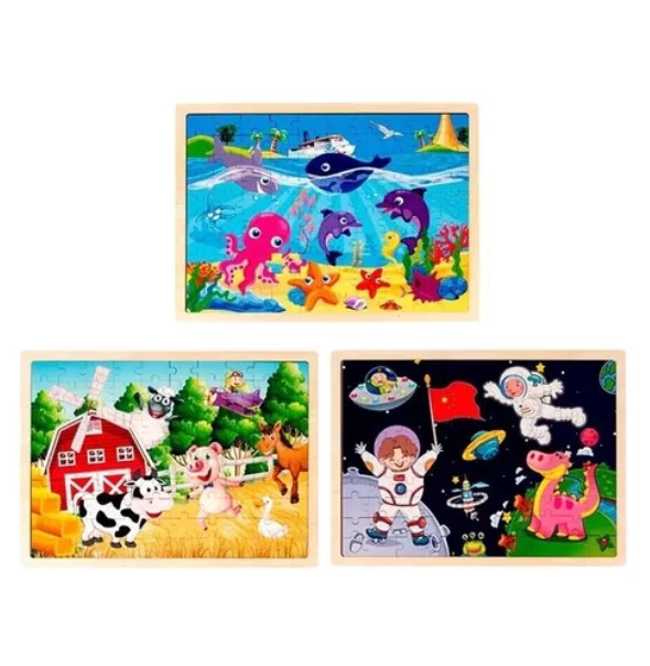 JUEGO DIDÁCTICO JUGUETÓN MULTICOLOR MADERA PUZZLE ENCAJE 100 MARINO - 1