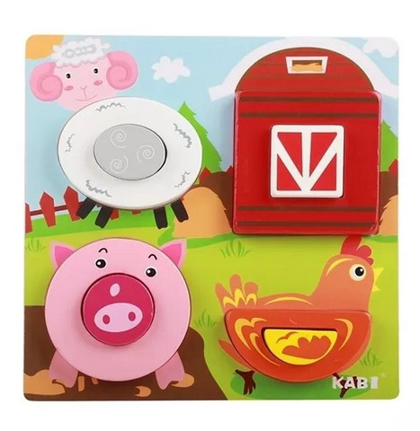 JUEGO DIDÁCTICO JUGUETÓN MULTICOLOR MADERA 5 PUZZLES ENCAJE MONTESSORI - 2