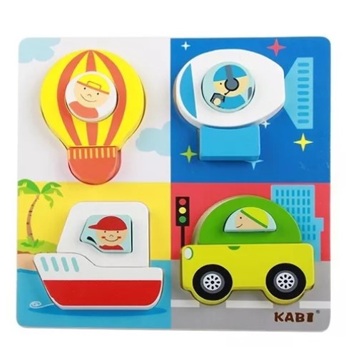 JUEGO DIDÁCTICO JUGUETÓN MULTICOLOR MADERA 5 PUZZLES ENCAJE MONTESSORI - 4