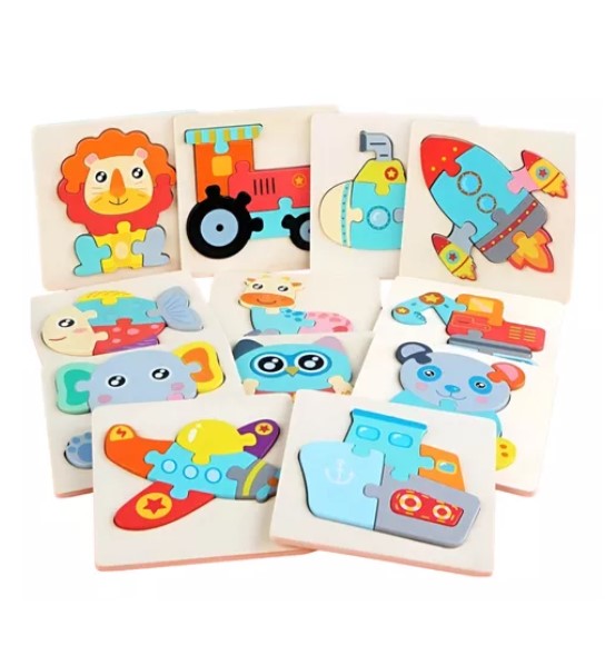 JUEGO DIDÁCTICO JUGUETÓN MULTICOLOR MADERA 8 PUZZLES ENCAJE MONTESSORI - 1