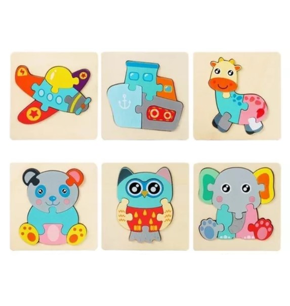 JUEGO DIDÁCTICO JUGUETÓN MULTICOLOR MADERA 8 PUZZLES ENCAJE MONTESSORI - 2