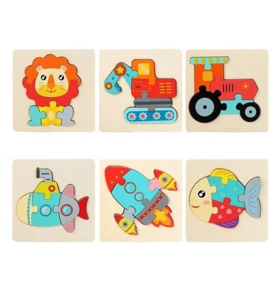 JUEGO DIDÁCTICO JUGUETÓN MULTICOLOR MADERA 8 PUZZLES ENCAJE MONTESSORI - 3