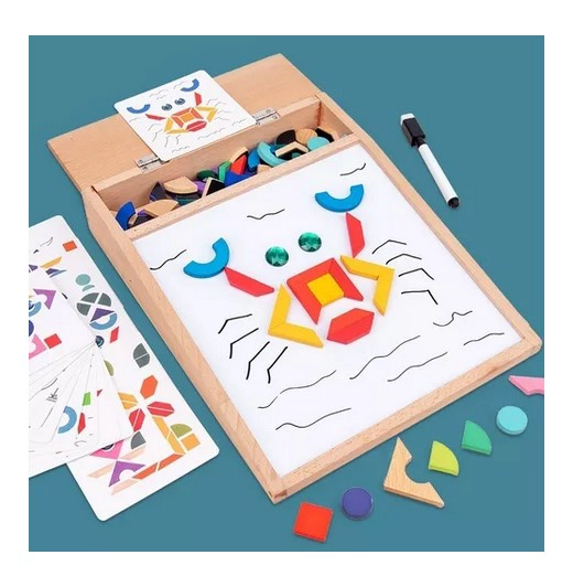 JUEGO DIDÁCTICO JUGUETÓN MULTICOLOR MADERA PUZZLE PIZARRA MAGNÉTICA - 2