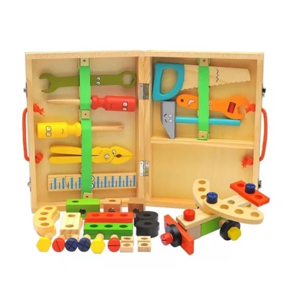 JUEGO MADERA JUGUETÓN MULTICOLOR SET HERRAMIENTAS MALETA XK-105 - 1