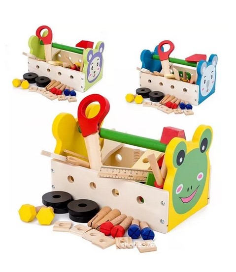 JUEGO HERRAMIENTAS JUGUETÓN MADERA SET CAJA XK-103 RANA - 1