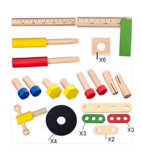 JUEGO HERRAMIENTAS JUGUETÓN MADERA SET CAJA XK-103 RANA - 3