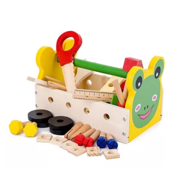 JUEGO HERRAMIENTAS JUGUETÓN MADERA SET CAJA XK-103 RANA - 7