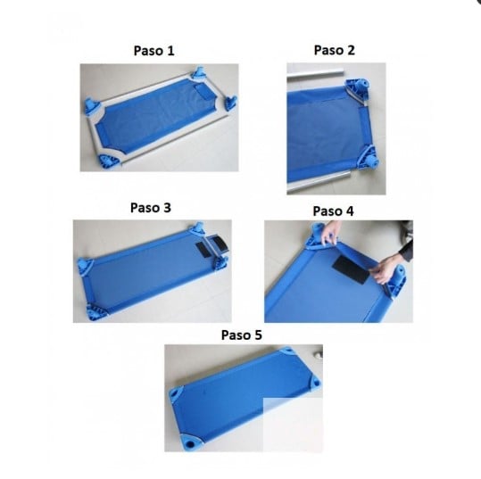 CAMA JUGUETÓN JUNJI AZUL ELECTRICO APILABLE MALLA ACANALADA NORMA - 2