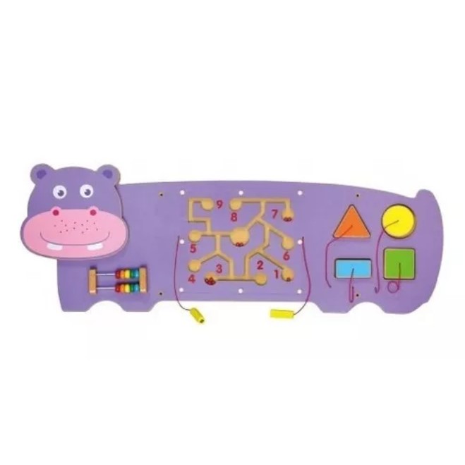 JUEGO PARED MADERA JUGUETÓN MULTICOLOR DISEÑO HIPOPÓTAMO - 1