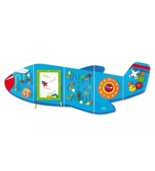 JUEGO PARED MADERA JUGUETÓN MULTICOLOR DISEÑO AVIÓN - 1