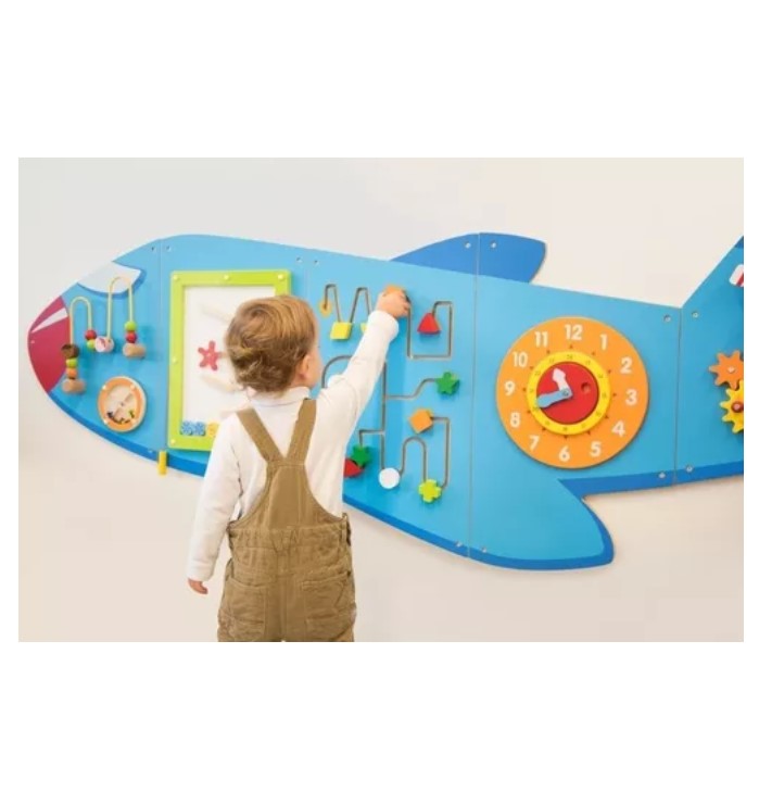 JUEGO PARED MADERA JUGUETÓN MULTICOLOR DISEÑO AVIÓN - 2