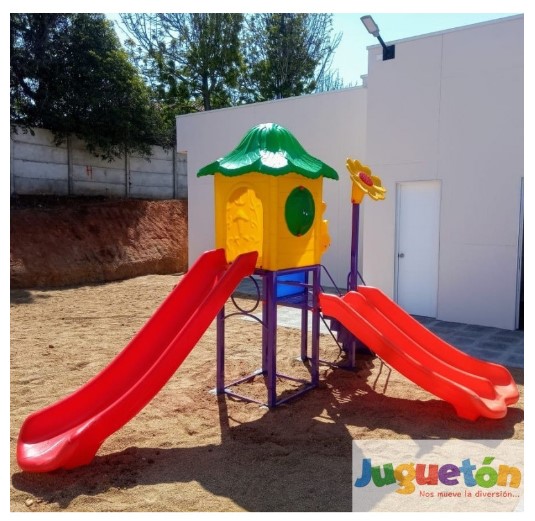 ESTACIÓN DE JUEGOS JUGUETÓN MULTICOLOR DOS TOBOGANES DOBLE Y SIMPLE - 3