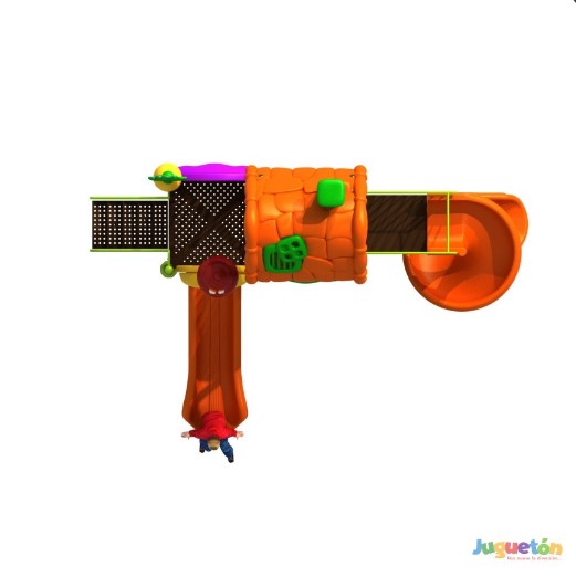 ESTACIÓN DE JUEGOS DOS TOBOGANES ESPIRAL Y SIMPLE NARANJO - 3