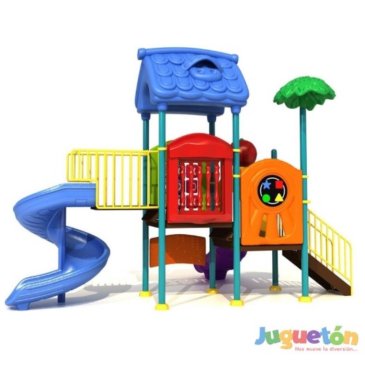 ESTACIÓN DE JUEGOS JUGUETÓN MULTICOLOR DOS TOBOGANES ESPIRAL Y SIMPLE - 2