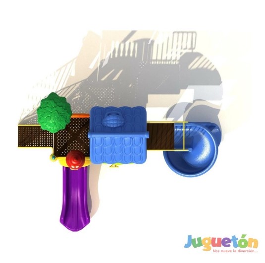 ESTACIÓN DE JUEGOS JUGUETÓN MULTICOLOR DOS TOBOGANES ESPIRAL Y SIMPLE - 3