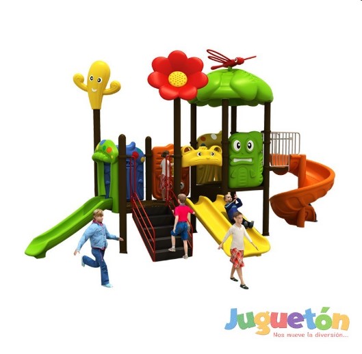 ESTACIÓN DE JUEGOS JUGUETÓN MULTICOLOR LIBÉLULA TRES TOBOGANES - 1